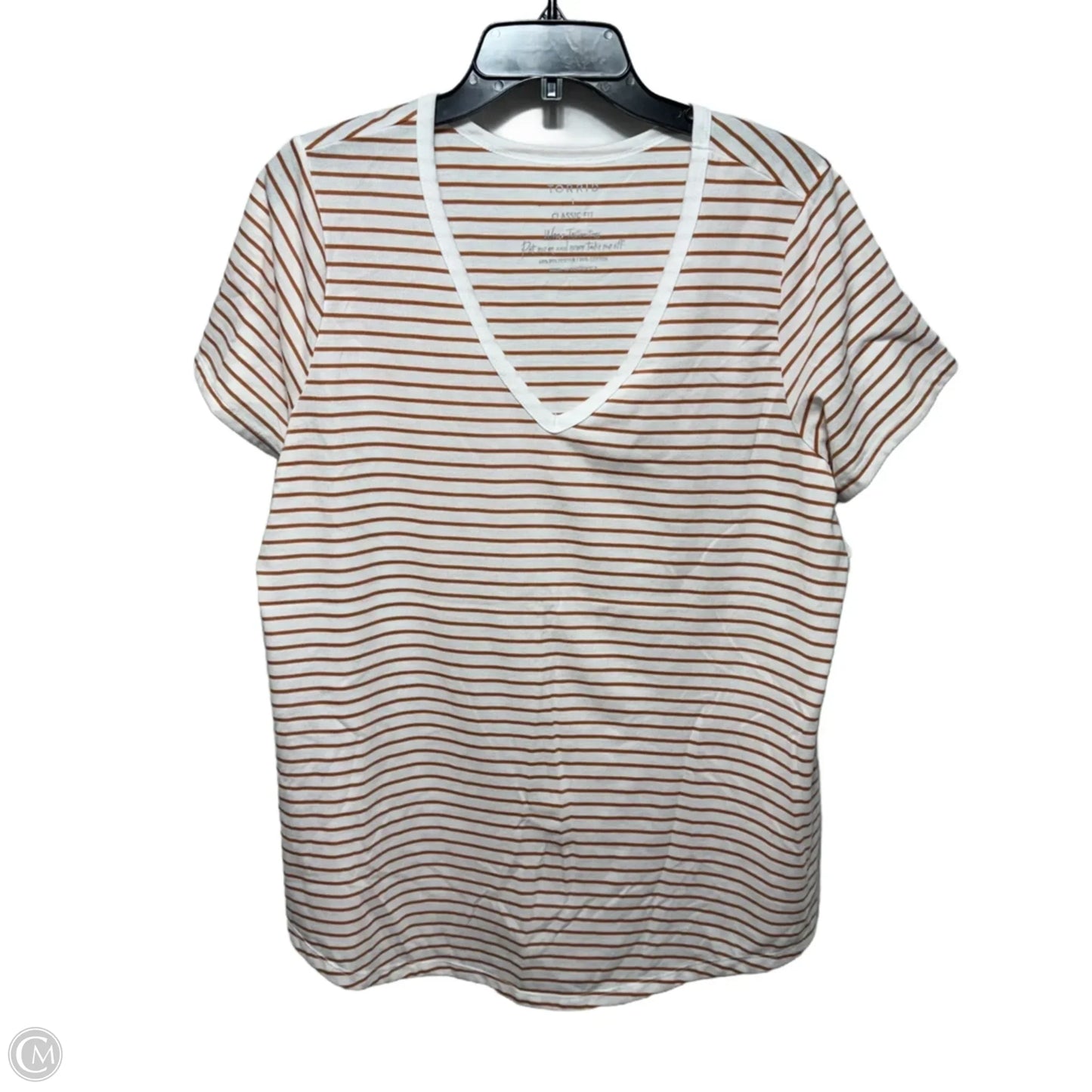 Girlfriend Signature Jersey Vneck Tee Classic Fit Top Short Sleeve By Torrid In Striped Pattern, Size: 1x