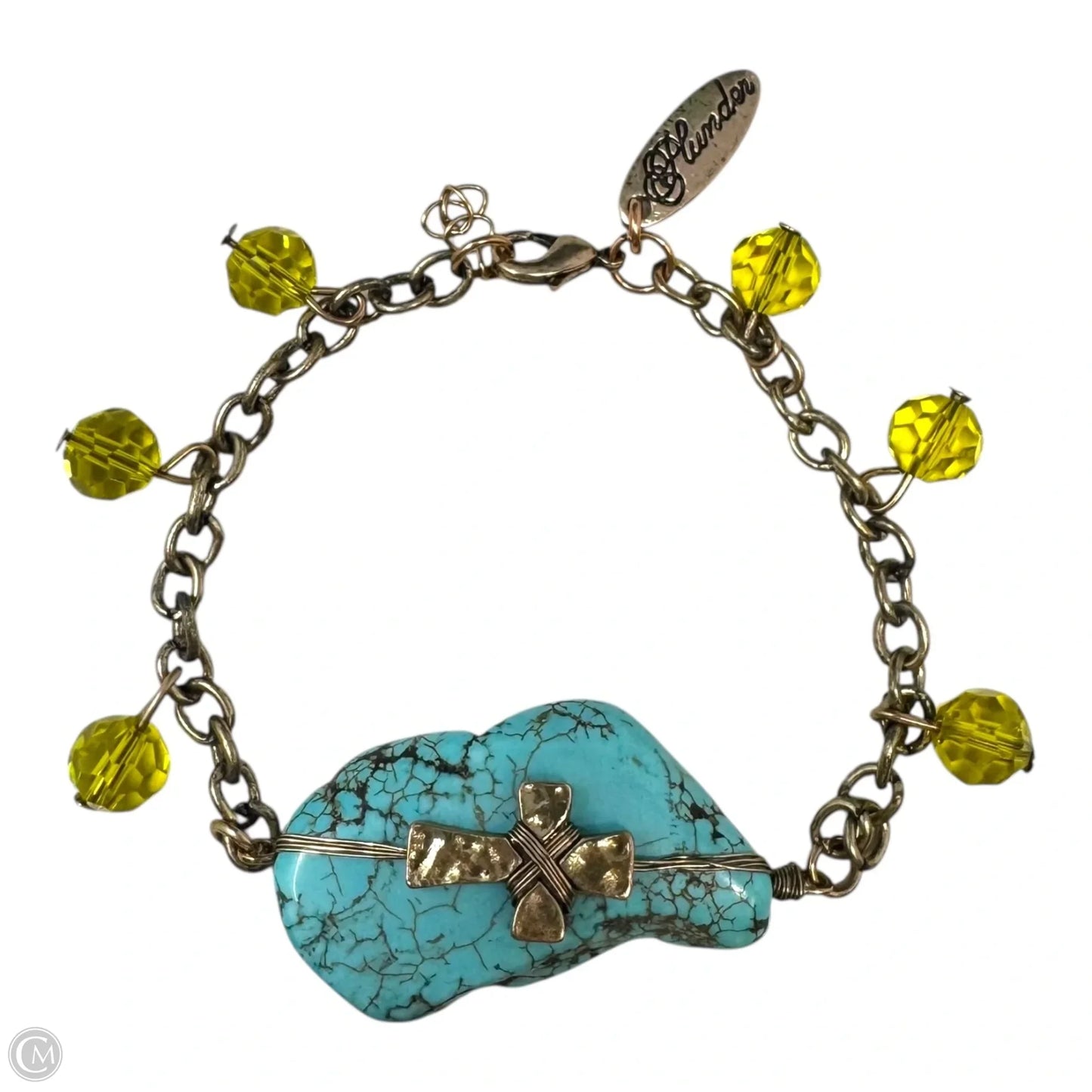 Faux Turquoise Cross Charm Bracelet By Plunder