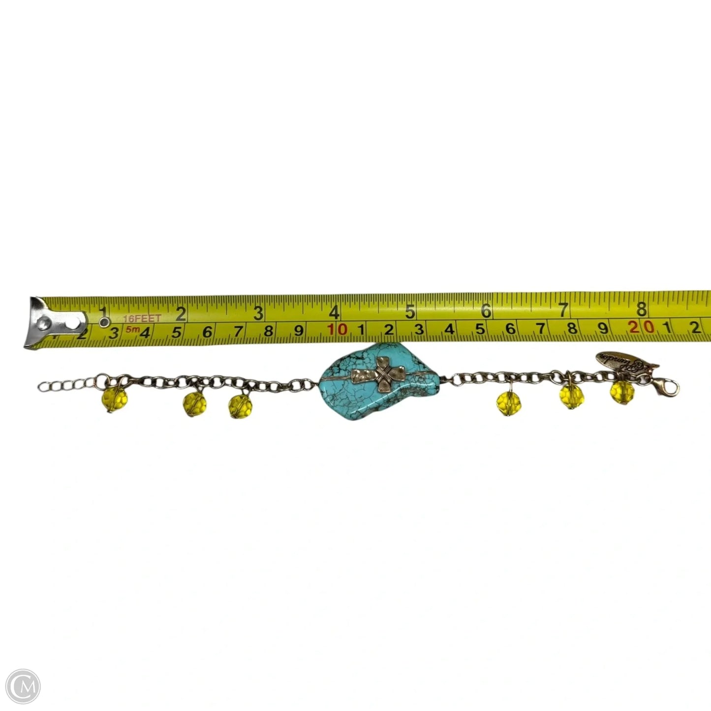 Faux Turquoise Cross Charm Bracelet By Plunder