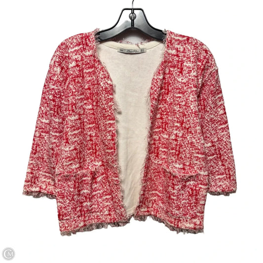 Sweater Cardigan By Zara In Red & White, Size: M