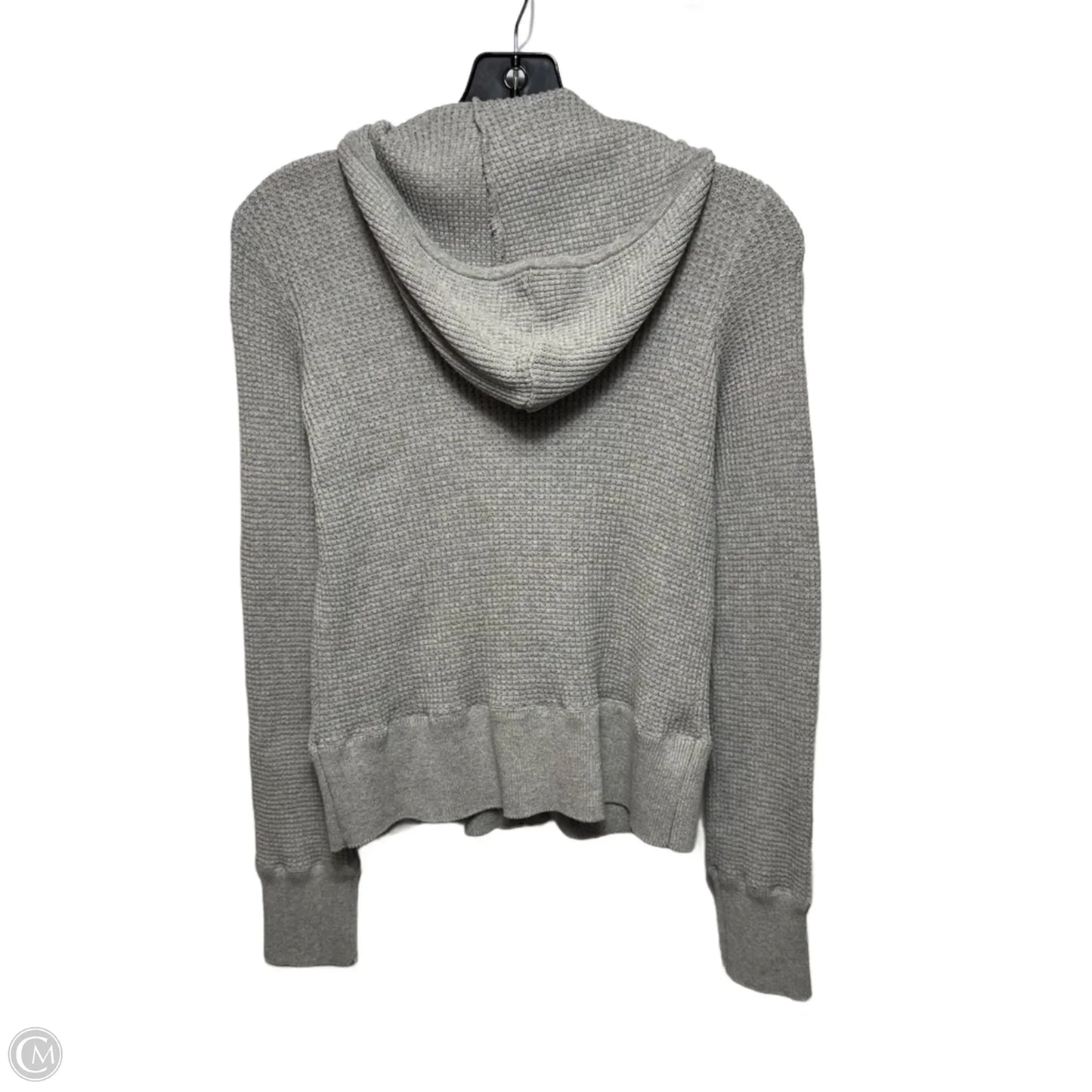 Waffle Knit Zip Front Hooded Cardigan Sweater By Vince In Grey, Size: L