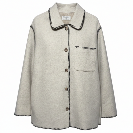 Whipstitch Coat By Z Supply In Cream, Size: Xl