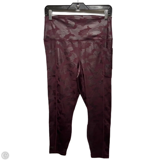 Athletic Leggings By Yogalicious In Maroon Camouflage Print, Size: Xl