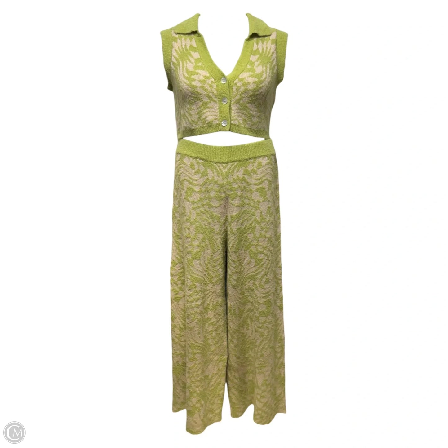 Matching Knit Top & Pants By For Love & Lemons In Cream & Green, Size: M
