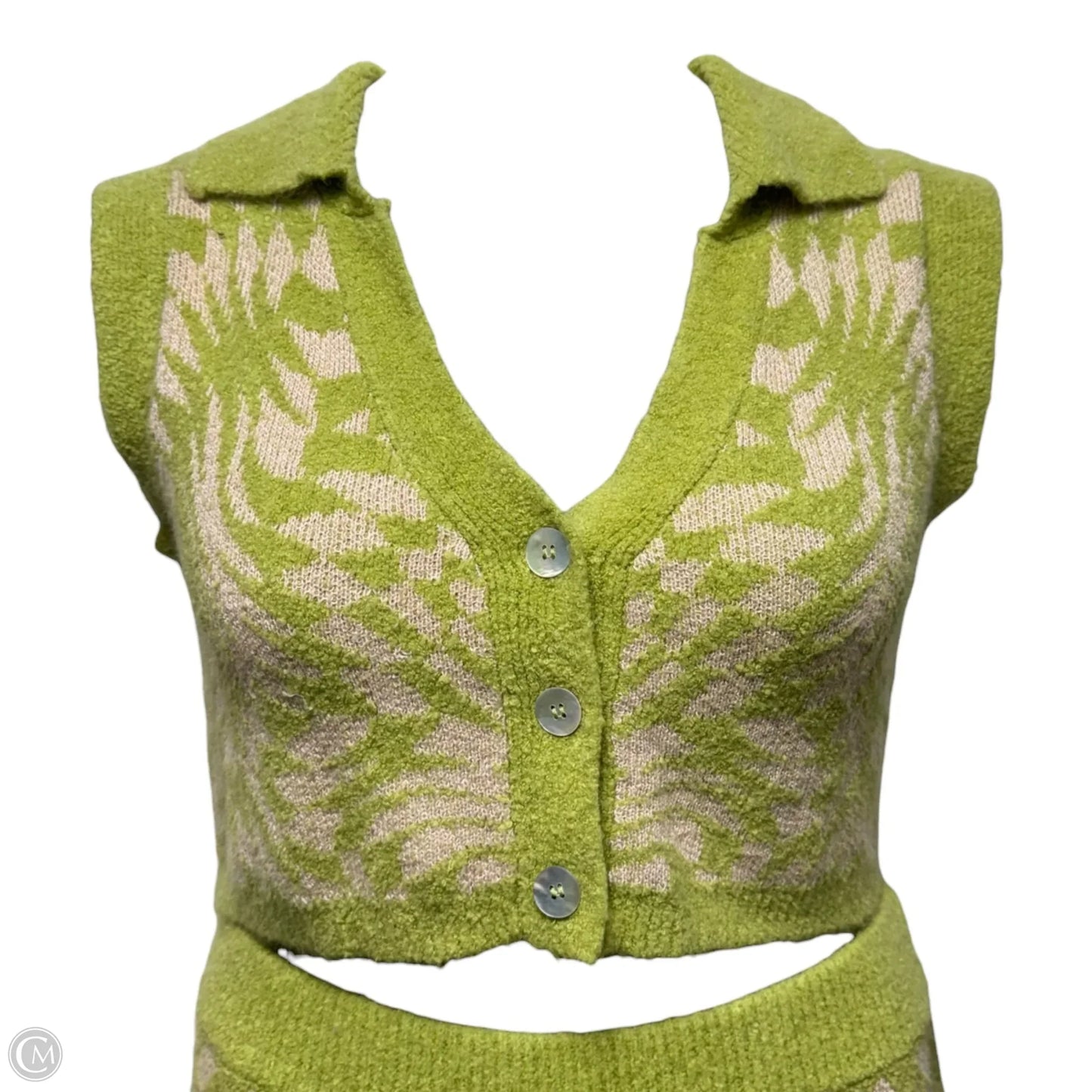 Matching Knit Top & Pants By For Love & Lemons In Cream & Green, Size: M
