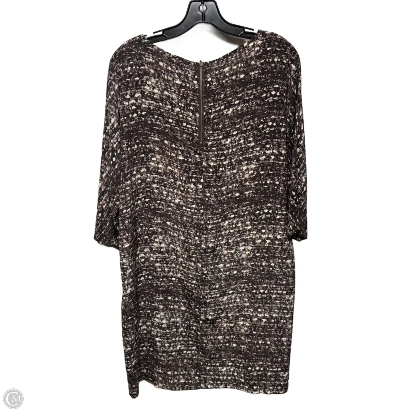 Tweed Screen Print Silk Tunic Dress By Joie In Brown & White, Size: S