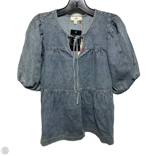 Olivia Top Short Sleeve By Entro In Blue Denim, Size: S