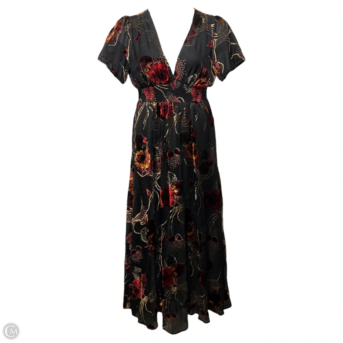 Valen Velvet Burnout Dress Casual Maxi By Baltic Born In Floral Print, Size: L