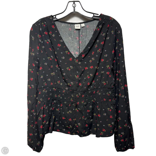 Smocked Waist Top Long Sleeve By Gap In Floral Print, Size: M