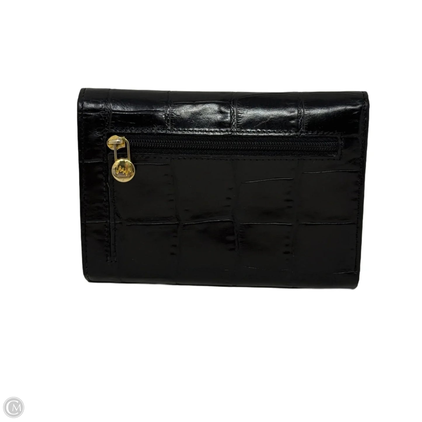 Trifold Croc Embossed Leather Wallet By Monsac, Size: Medium