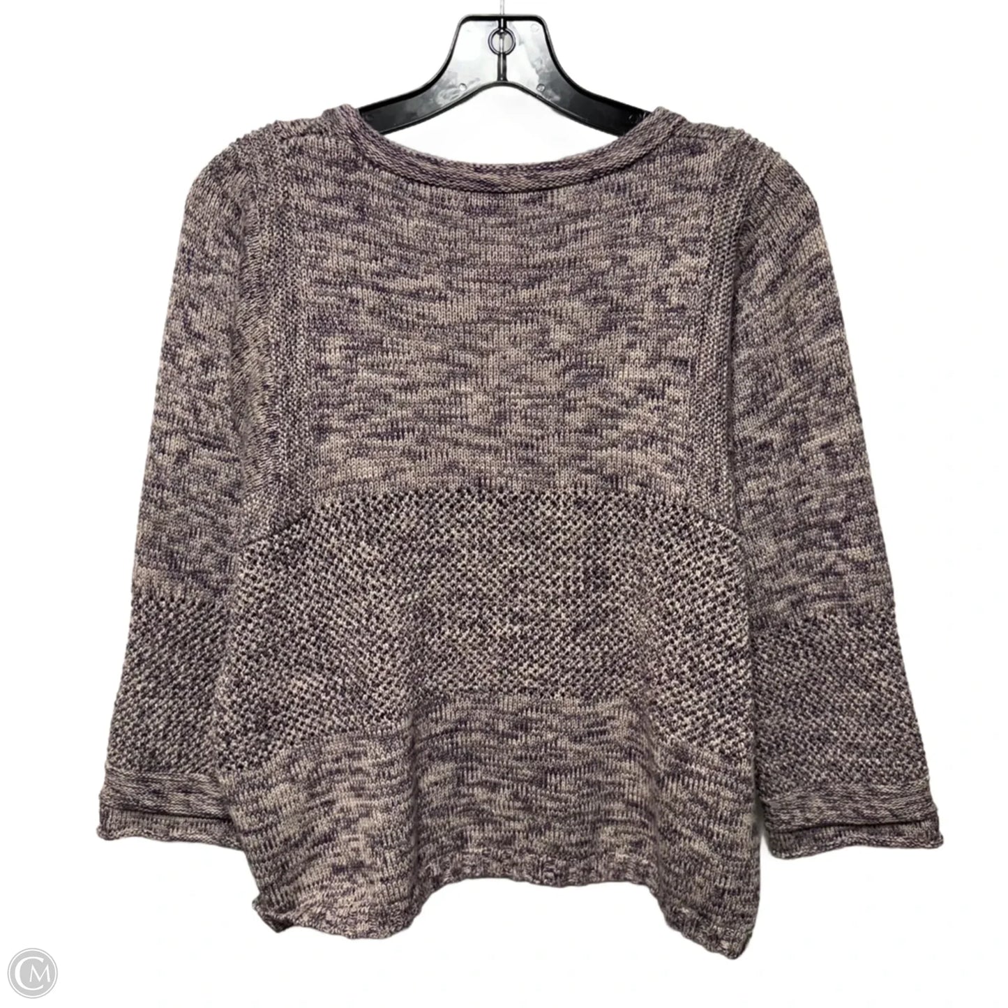 Cotton Merino Wool Blend Sweater Designer By Lafayette 148 In Grey & Purple, Size: M