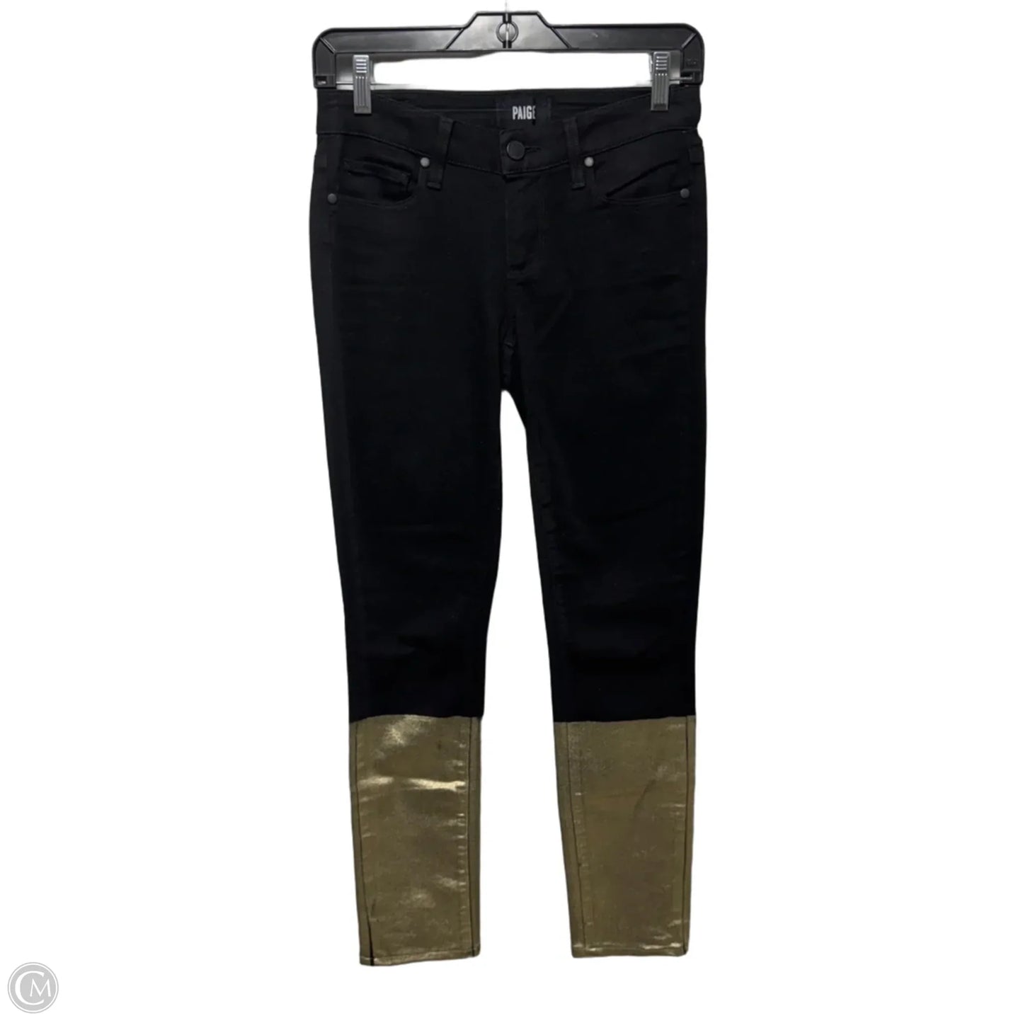 Jeans Skinny By Paige In Black & Gold, Size: 2/26