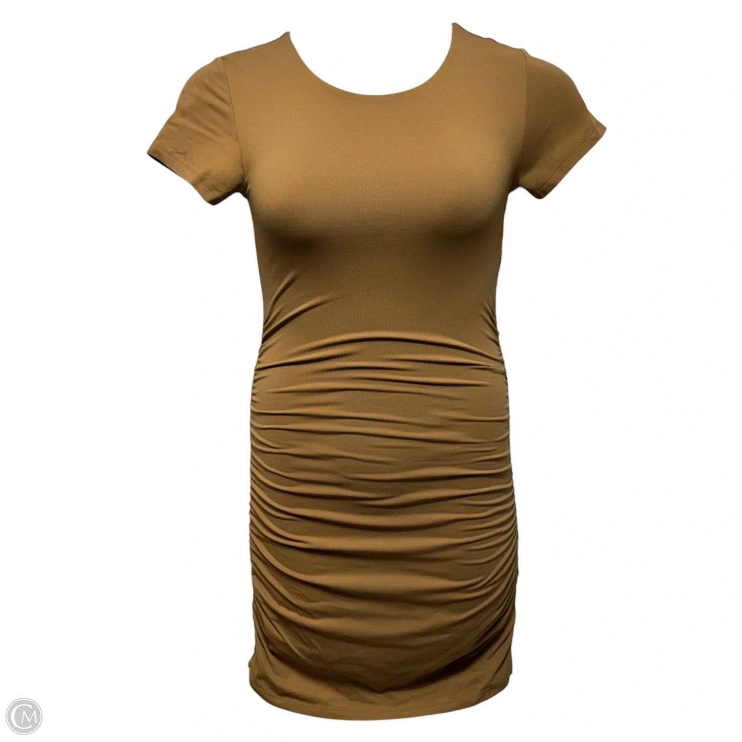 Contour Ruched Mini Dress By Babaton In Tan, Size: M