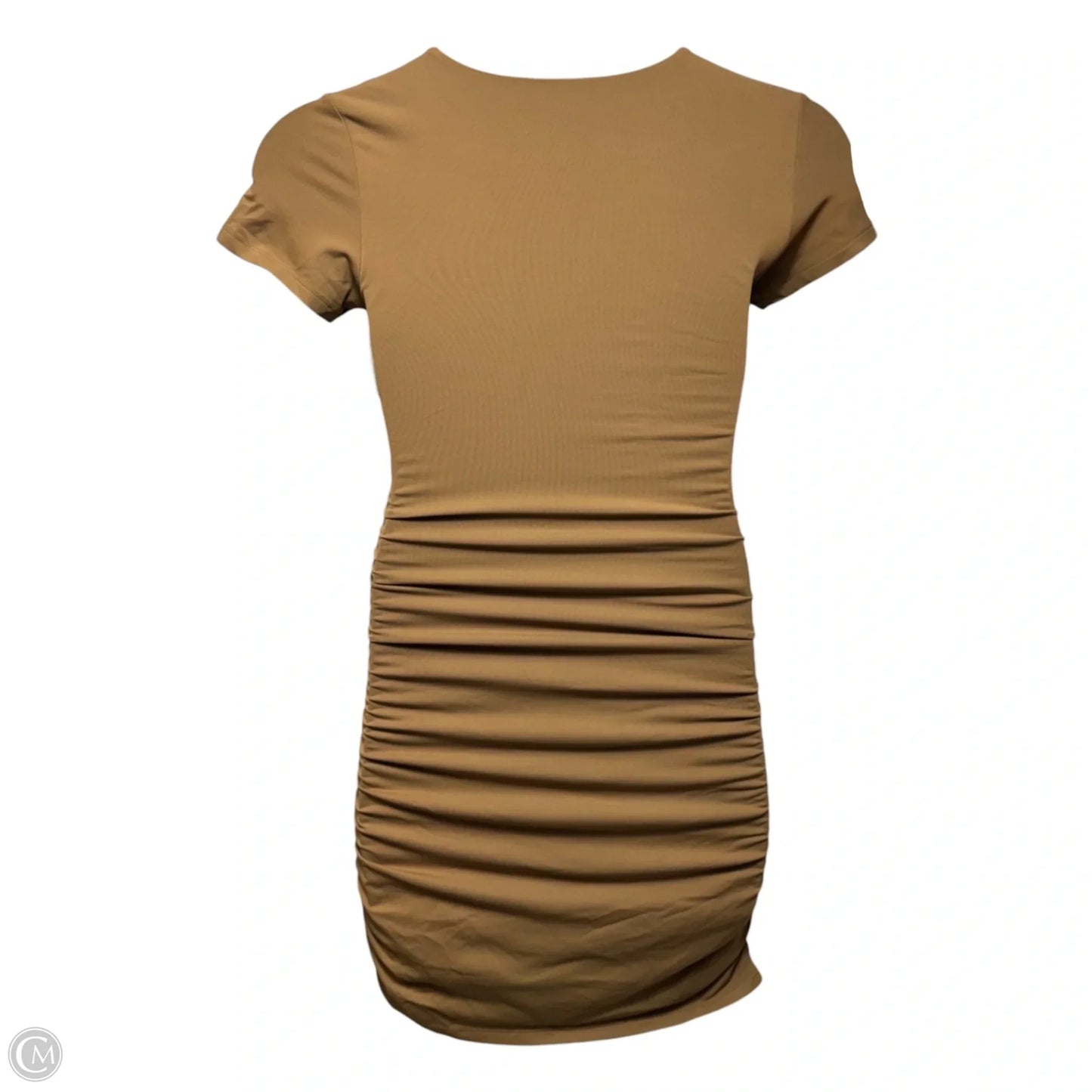 Contour Ruched Mini Dress By Babaton In Tan, Size: M