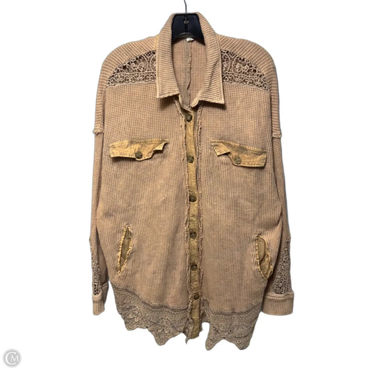 Jacket Shirt By Oli & Hali In Peach and gray, Size: M