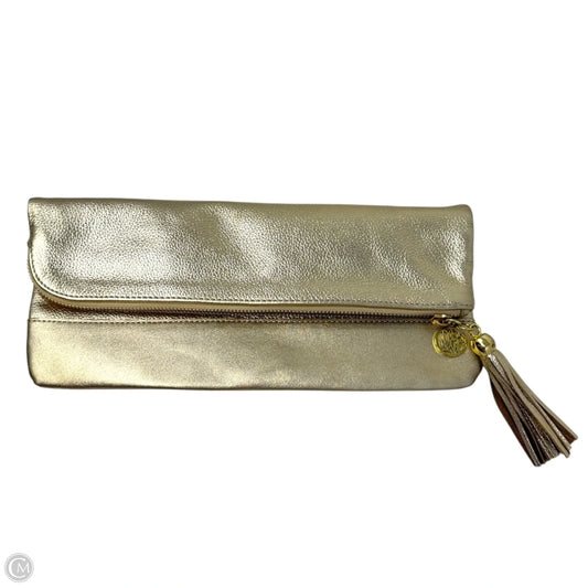 Metallic Gold Foldover Clutch Designer By Lilly Pulitzer, Size: Large