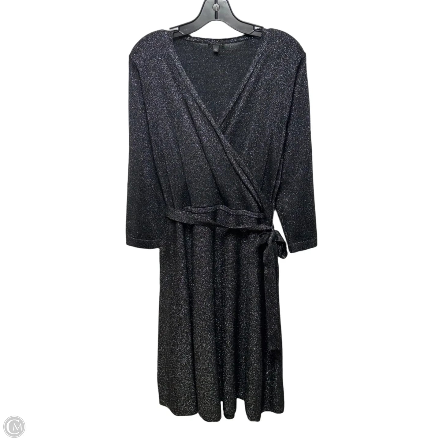 Dress Casual Midi By Talbots In Black & Silver, Size: L