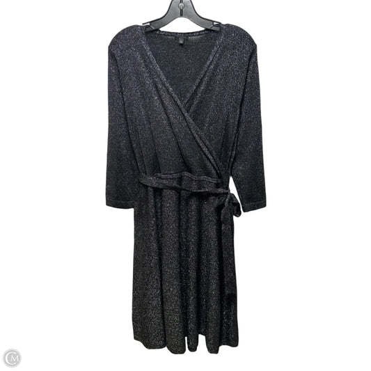 Dress Casual Midi By Talbots In Black & Silver, Size: L