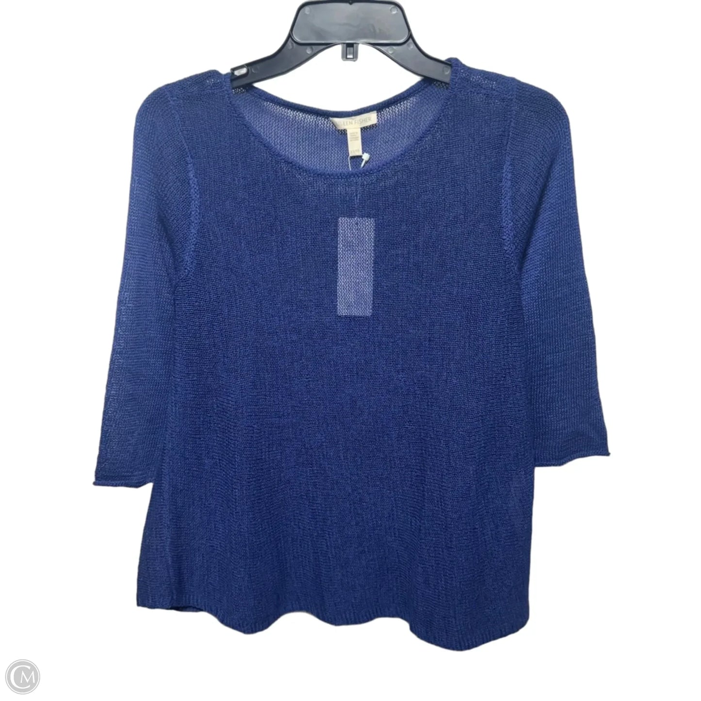 Linen Blend Bateau Neck Sweater By Eileen Fisher In Sapphire, Size: Xs