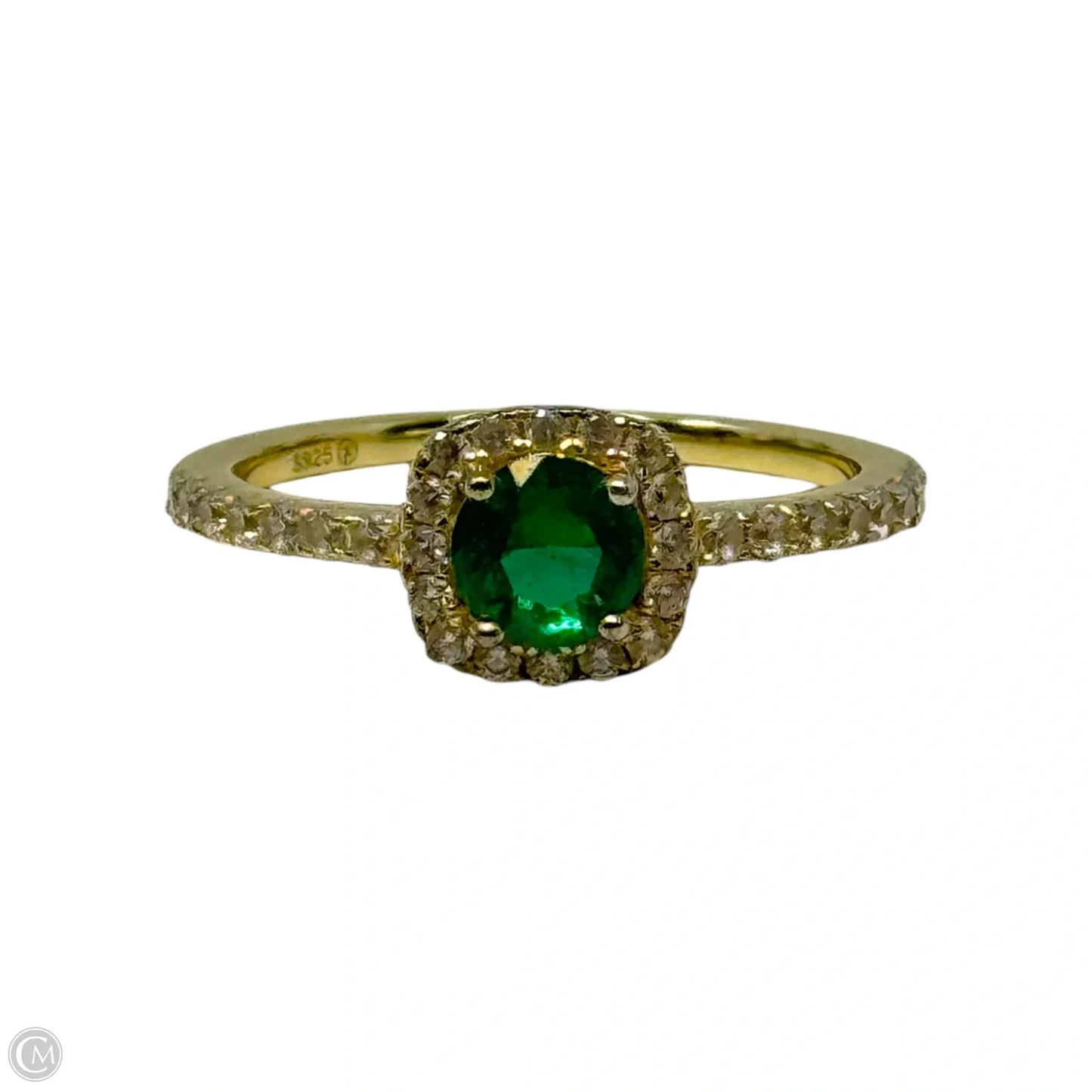 Green Stone Ring Sterling Silver, Size: 6