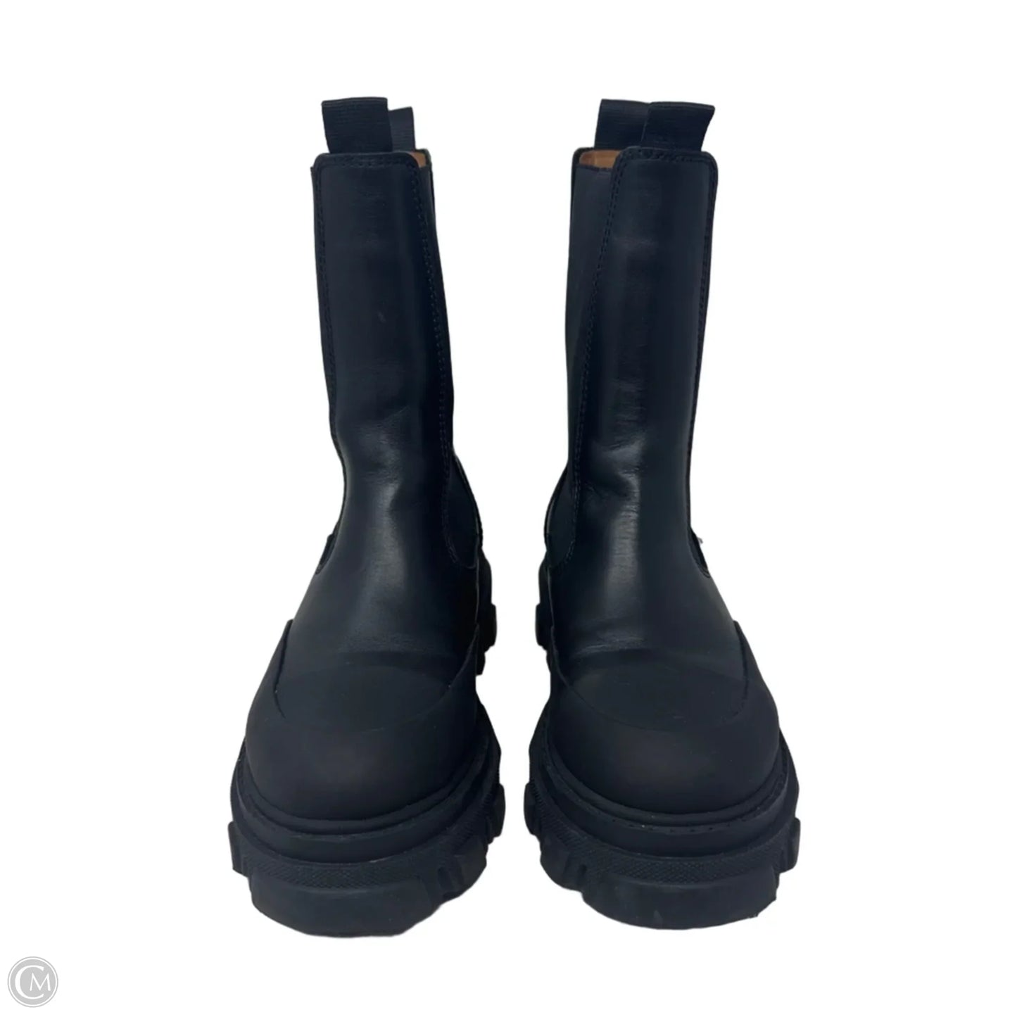 Cleated Mid Chelsea Boots Ankle Flats By Ganni In Black, Size: 9 (39)