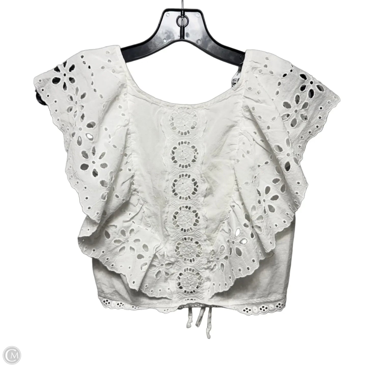 Eyelet Top Sleeveless By Zara In White, Size: M