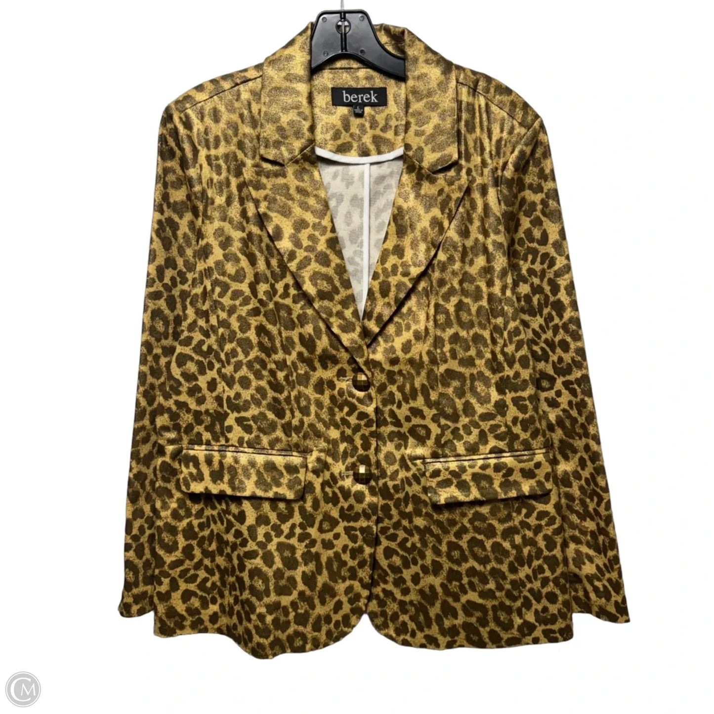 Metallic Leopard Blazer By Berek In Animal Print, Size: L