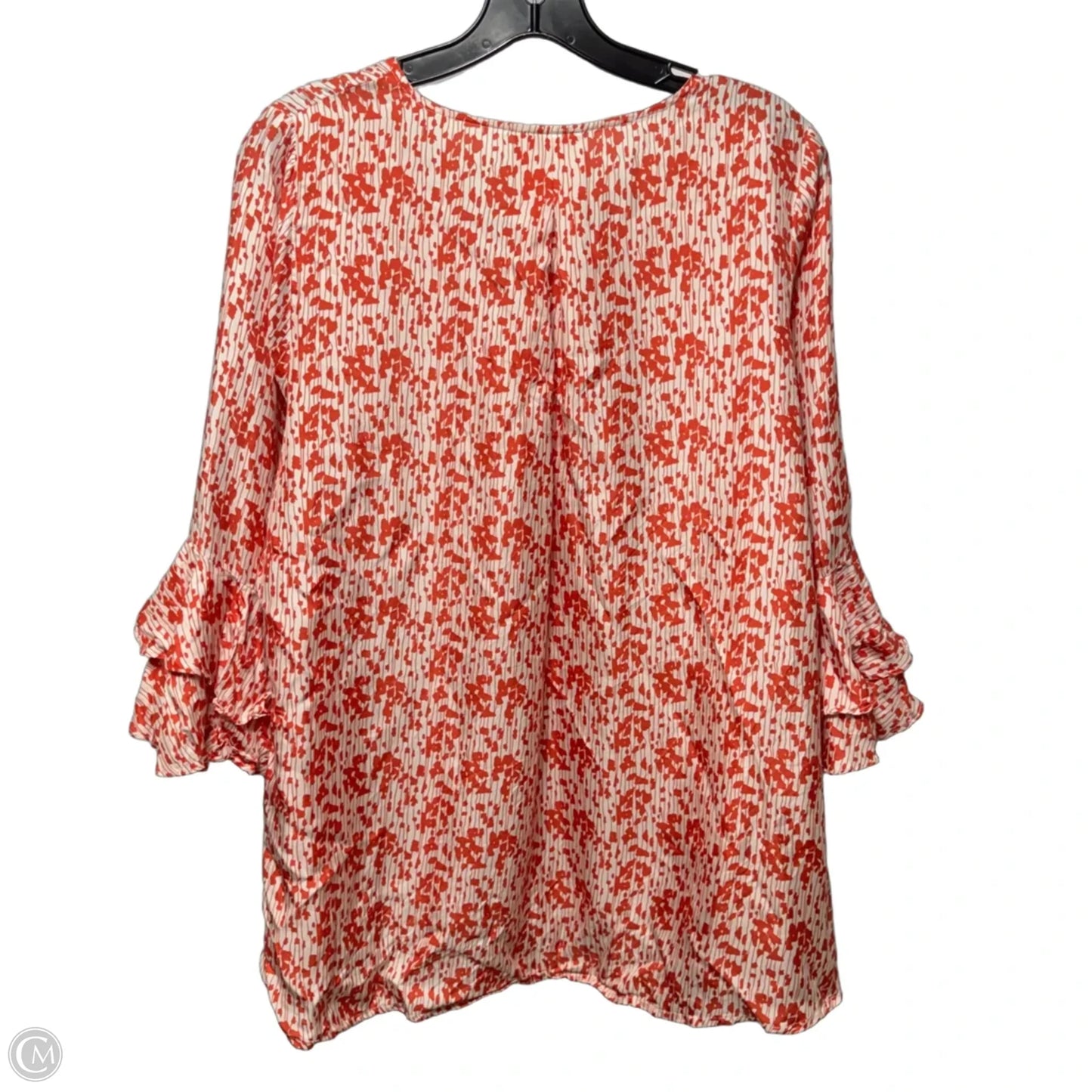 Silk Blouse 3/4 Sleeve By LaRoque In Orange & White, Size: L (estimated)