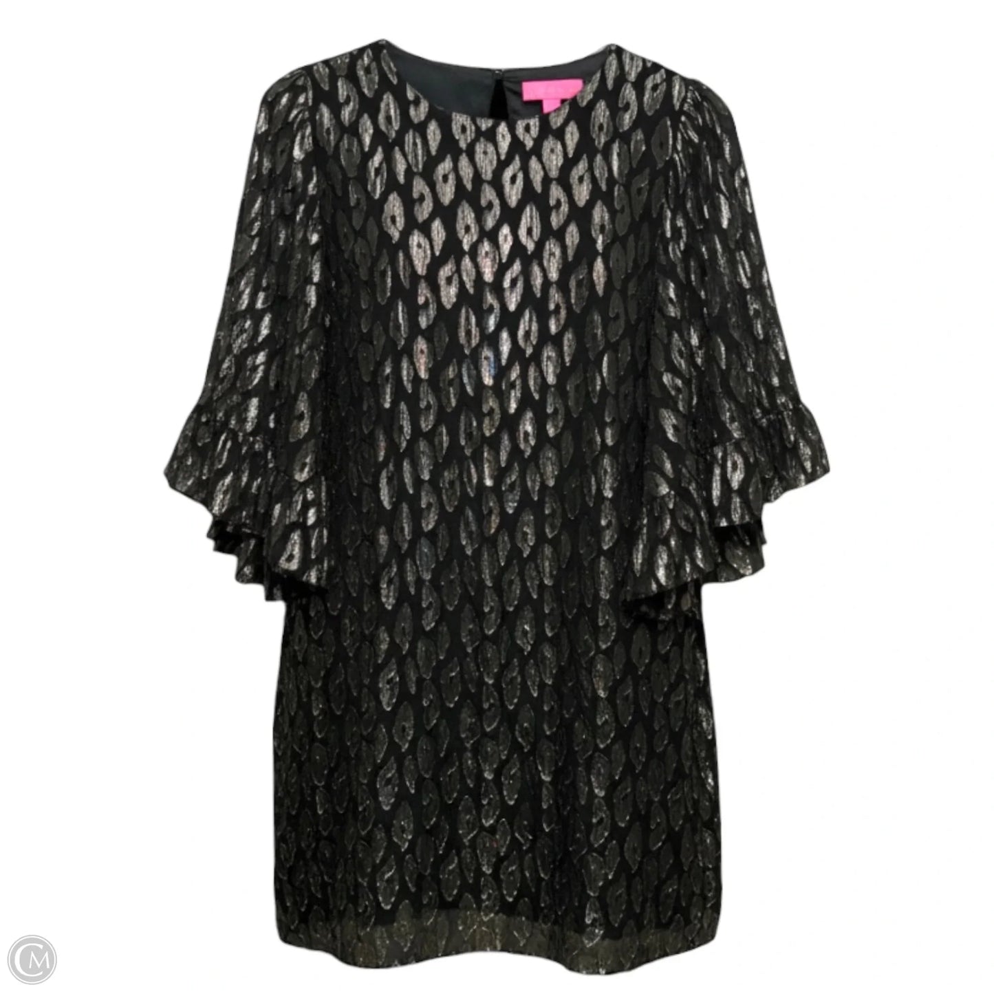 Francis Silk Dress Designer By Lilly Pulitzer In Onyx Leopard Metallic Clip, Size: S