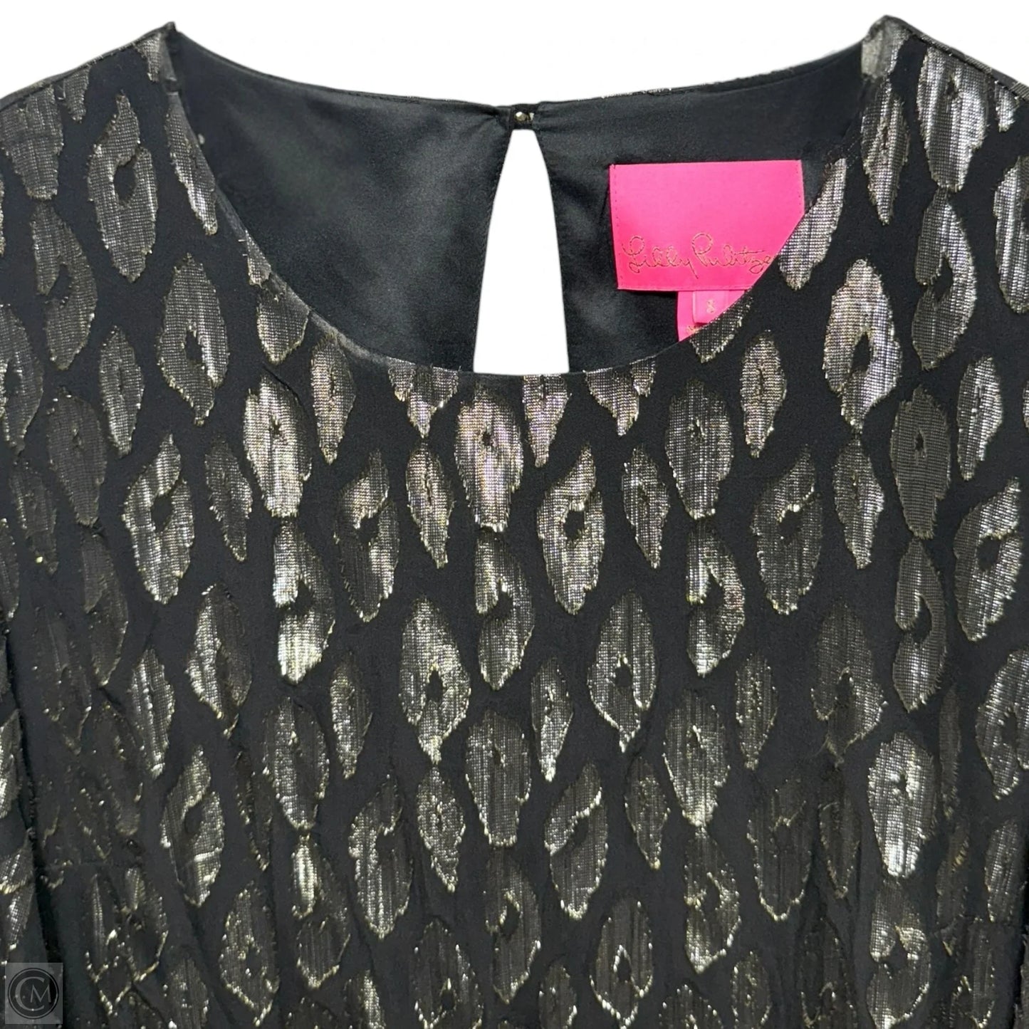 Francis Silk Dress Designer By Lilly Pulitzer In Onyx Leopard Metallic Clip, Size: S
