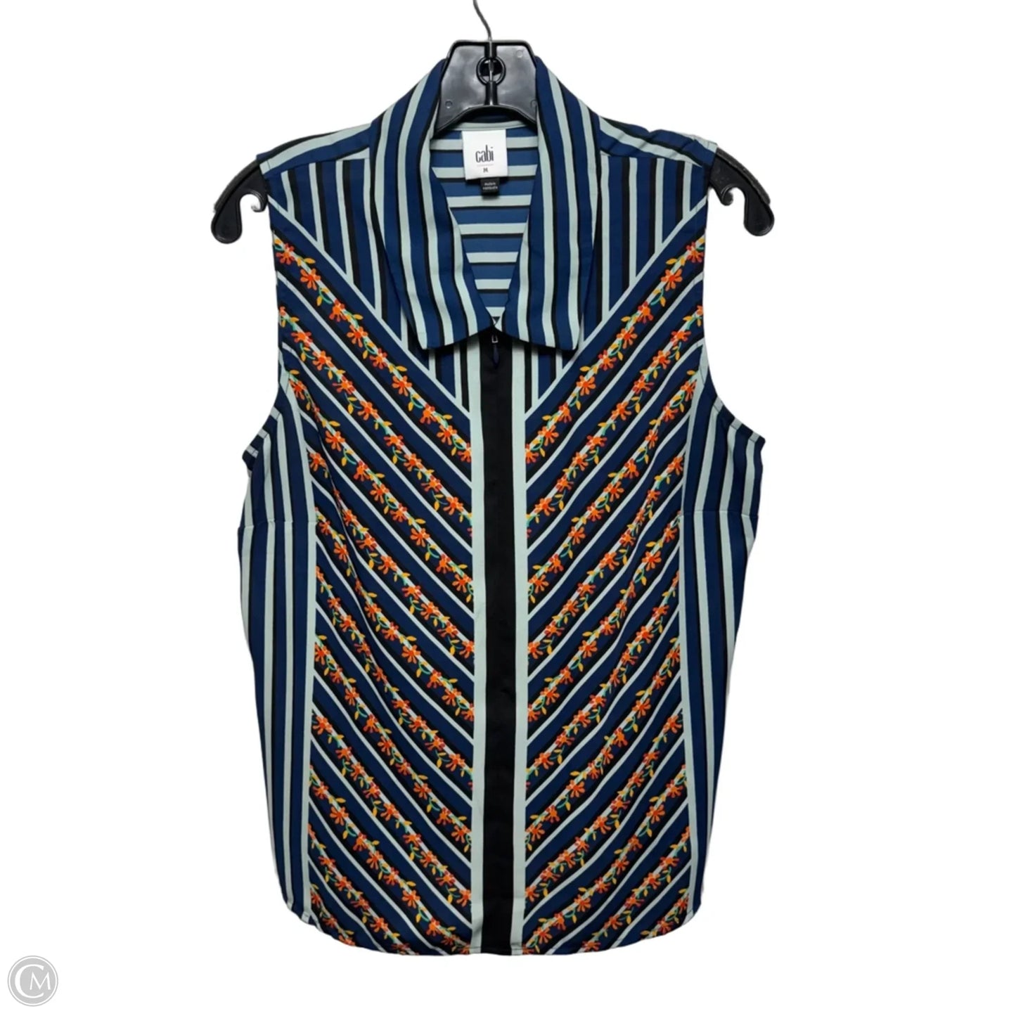 Top Sleeveless By Cabi In Striped Pattern, Size: M