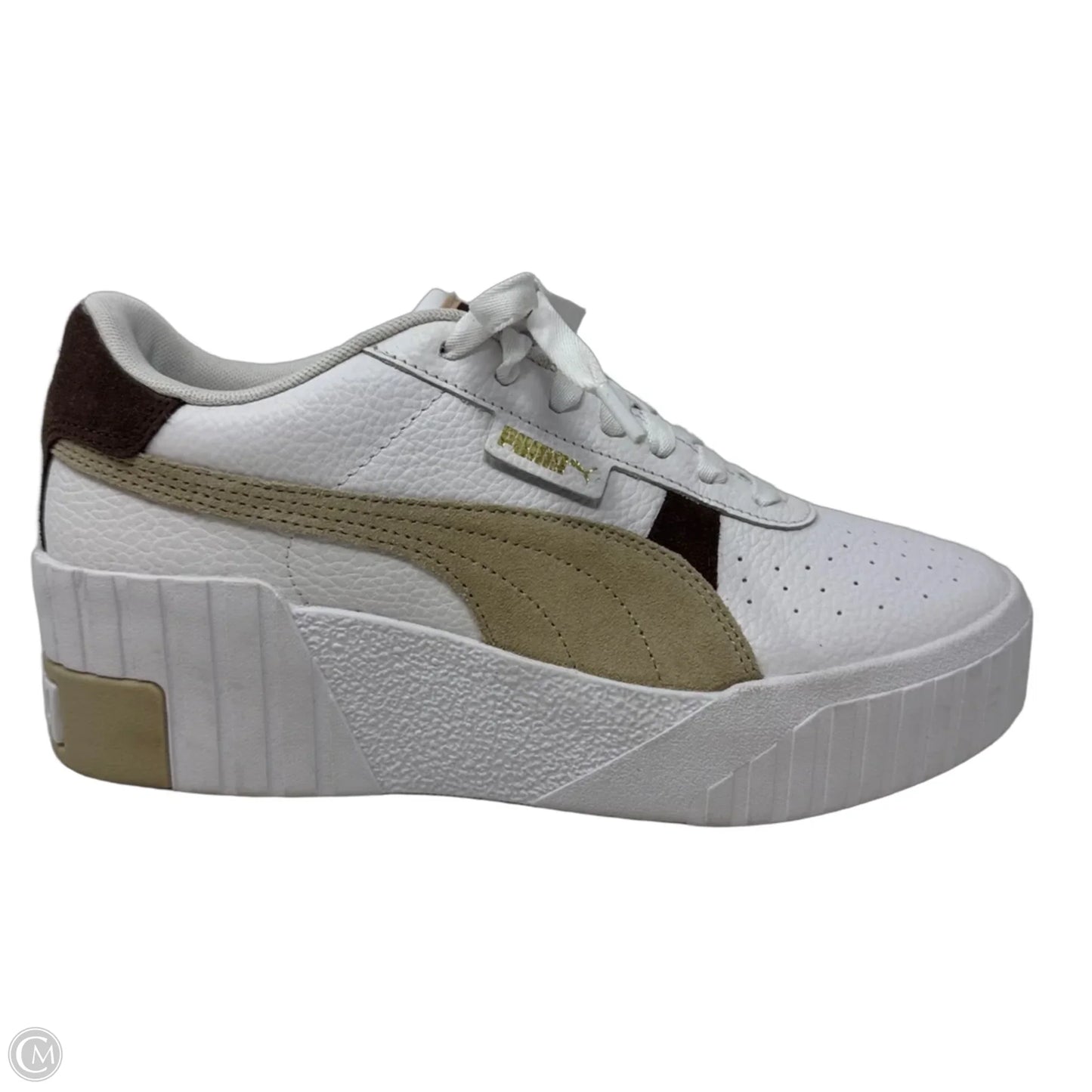 Cali Wedge Shoes Sneakers By Puma In Tan & White, Size: 9