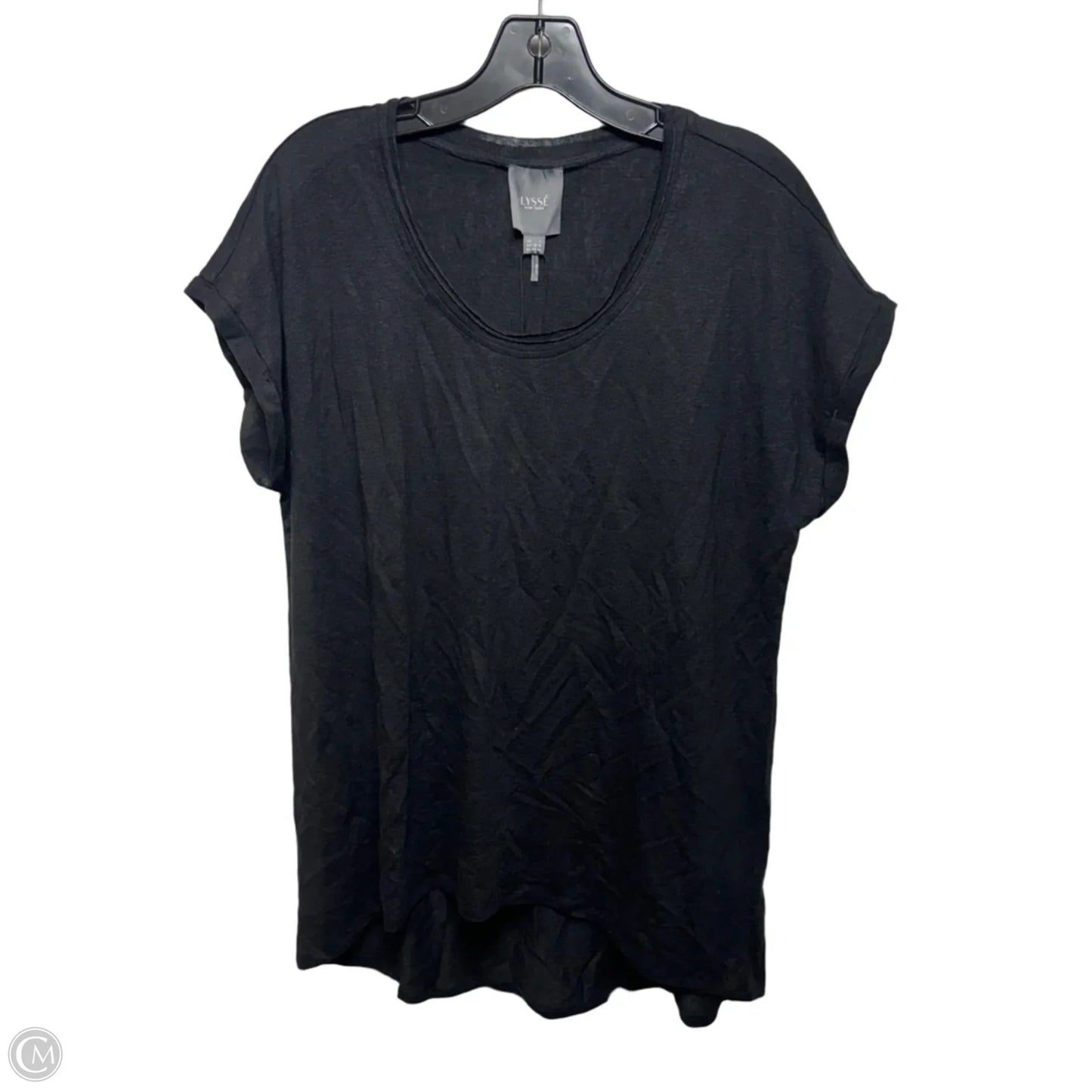 Linen Top Short Sleeve By Lysse In Black, Size: L
