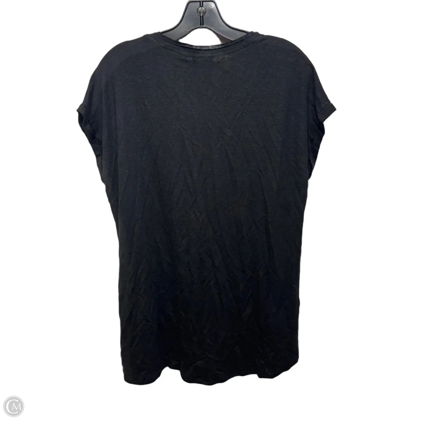Linen Top Short Sleeve By Lysse In Black, Size: L
