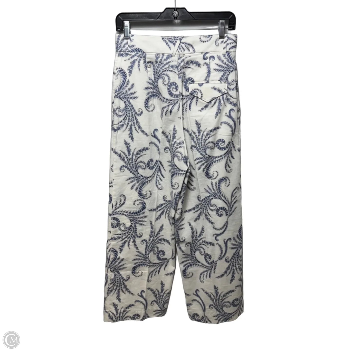 Wide Leg Pants Linen Blend By Banana Republic In Blue & White, Size: 6p