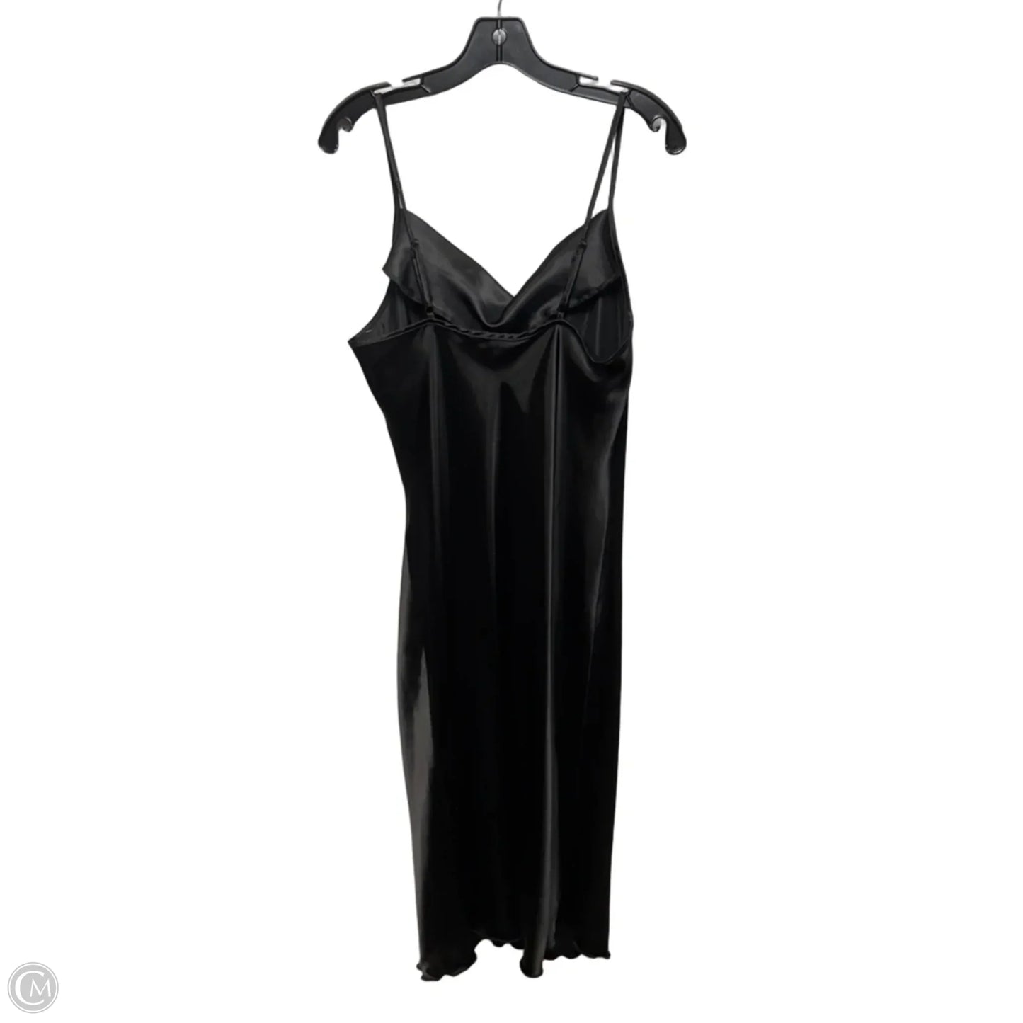 Drape Front Sleeveless Satin Midi Slip Dress By Bebe In Black, Size: L