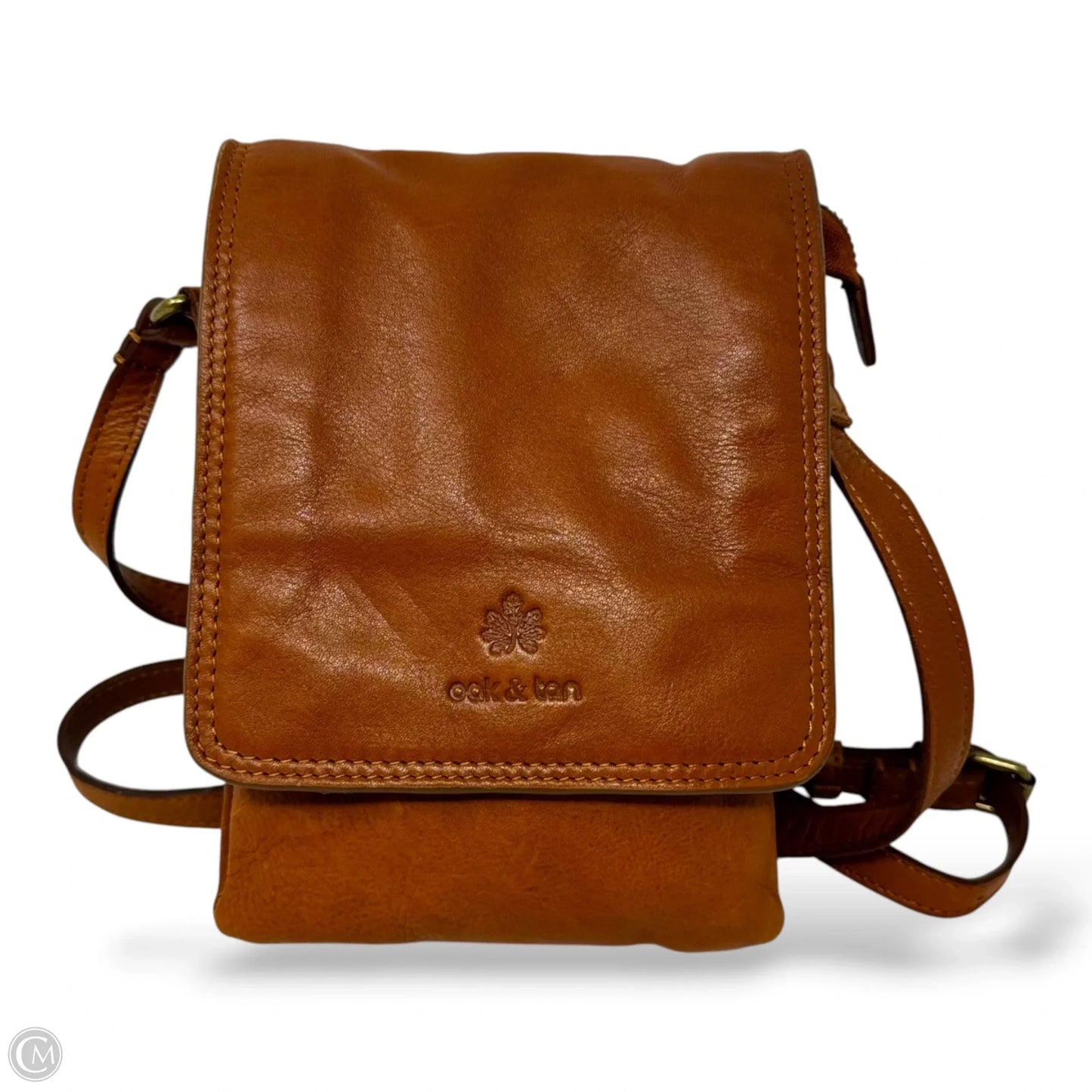 Flap Leather Crossbody By Oak & Tan, Size: Small