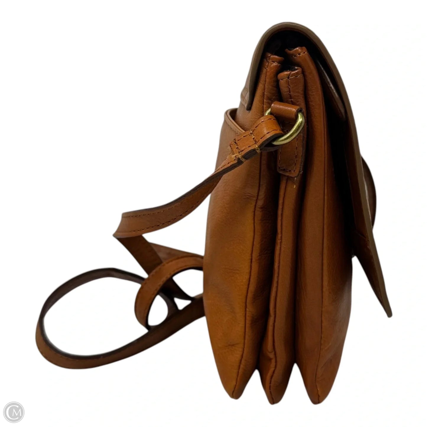 Flap Leather Crossbody By Oak & Tan, Size: Small