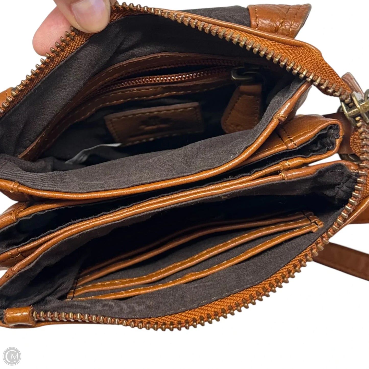Flap Leather Crossbody By Oak & Tan, Size: Small