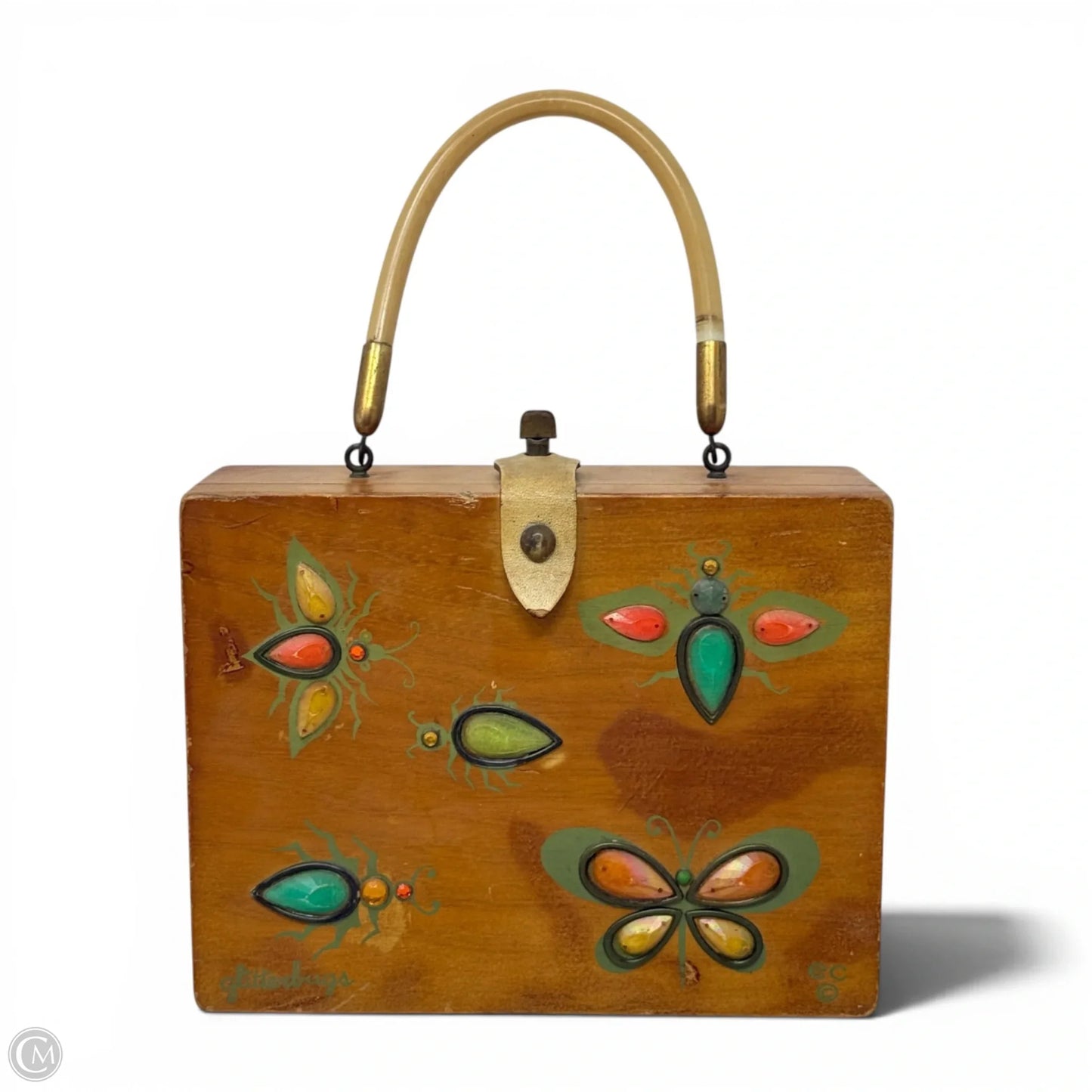 Vintage Collectible 60’s “Glitter Bugs” Wooden Box Bag, Size: Small
