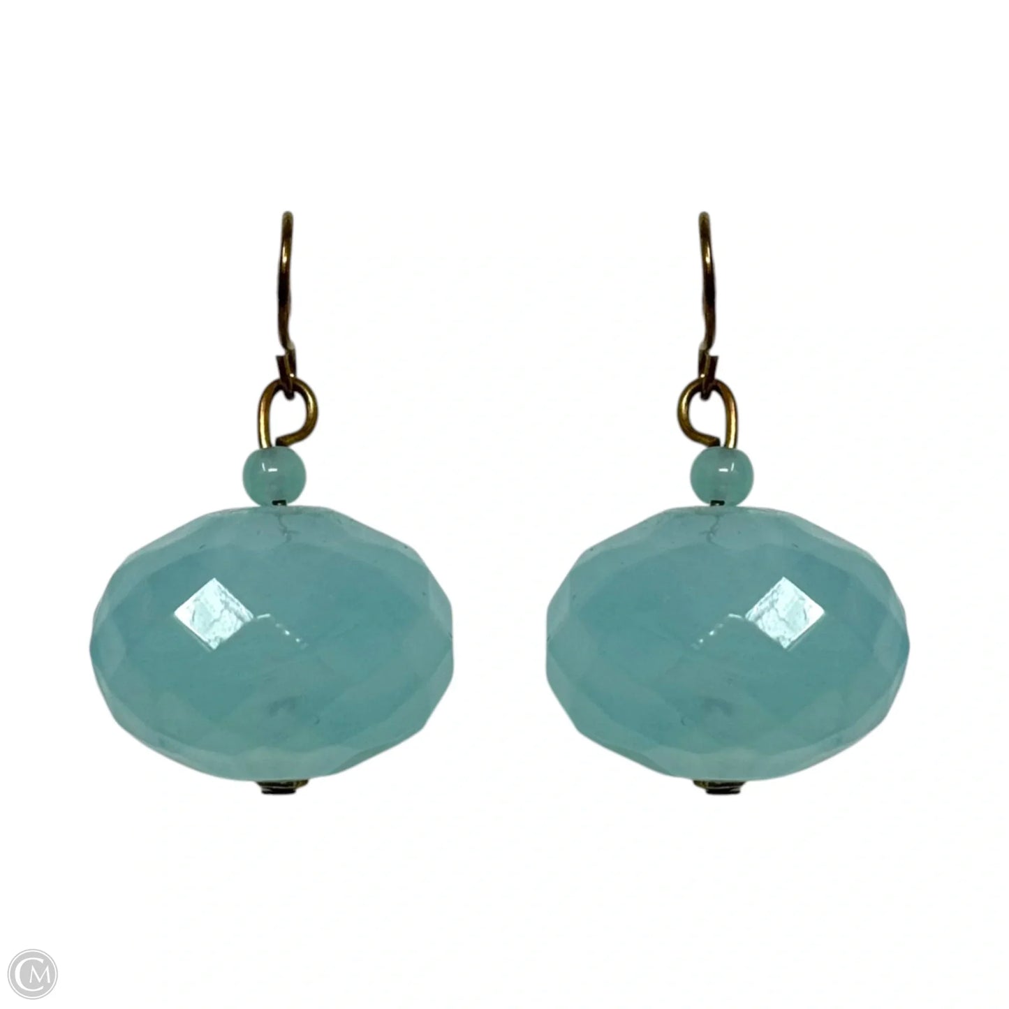 Blue Faceted Bead Dangle Earrings