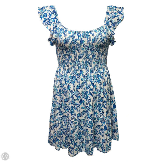 Jilly Smocked Dress Designer By Lilly Pulitzer In Blue & White, Size: L
