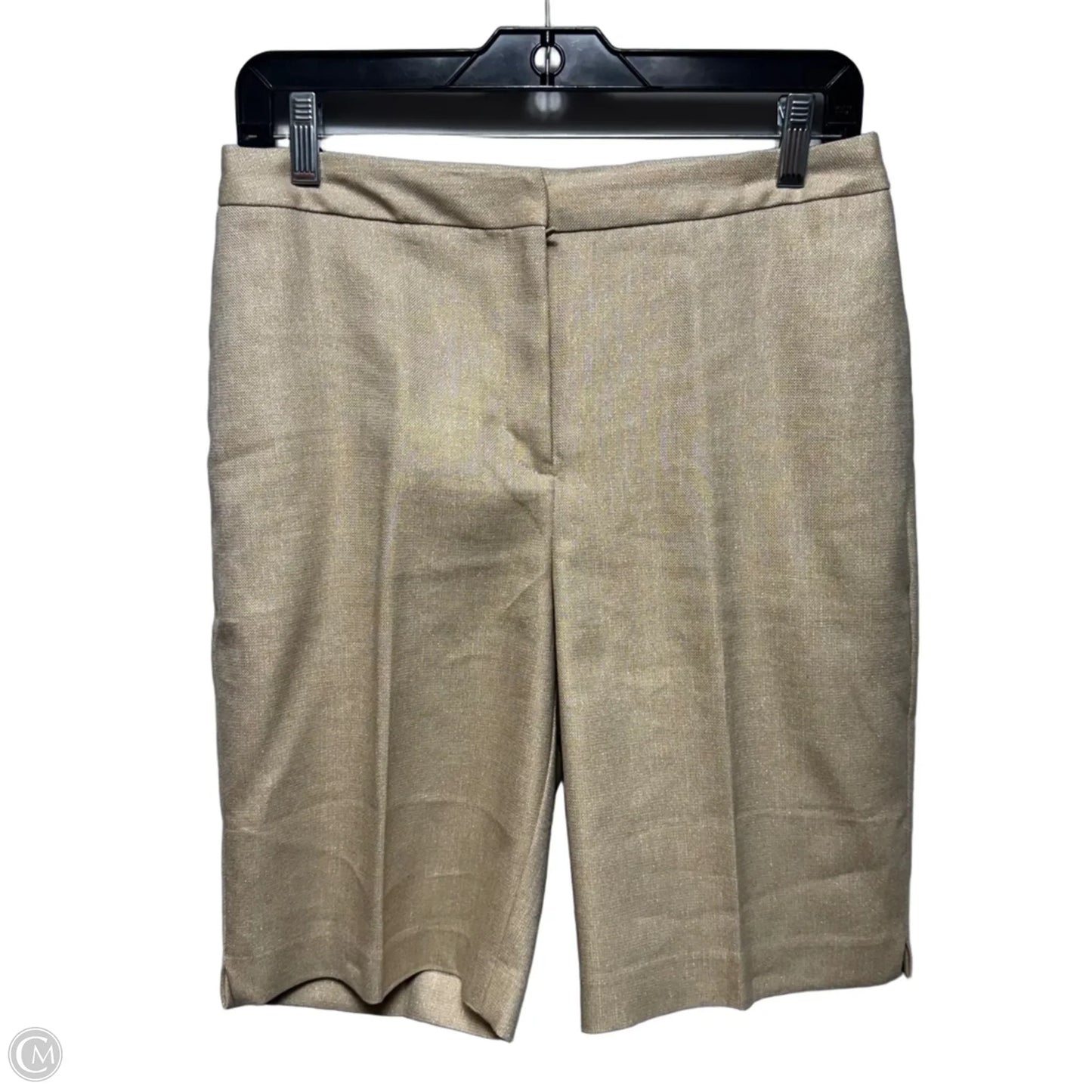 Metallic Linen Blend Bermuda Shorts By Chicos In Tan, Size: 6