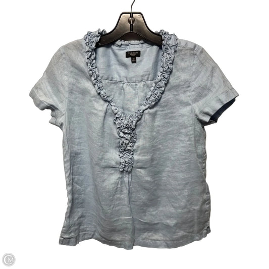 Linen Top Short Sleeve By Talbots In Blue, Size: 10 P