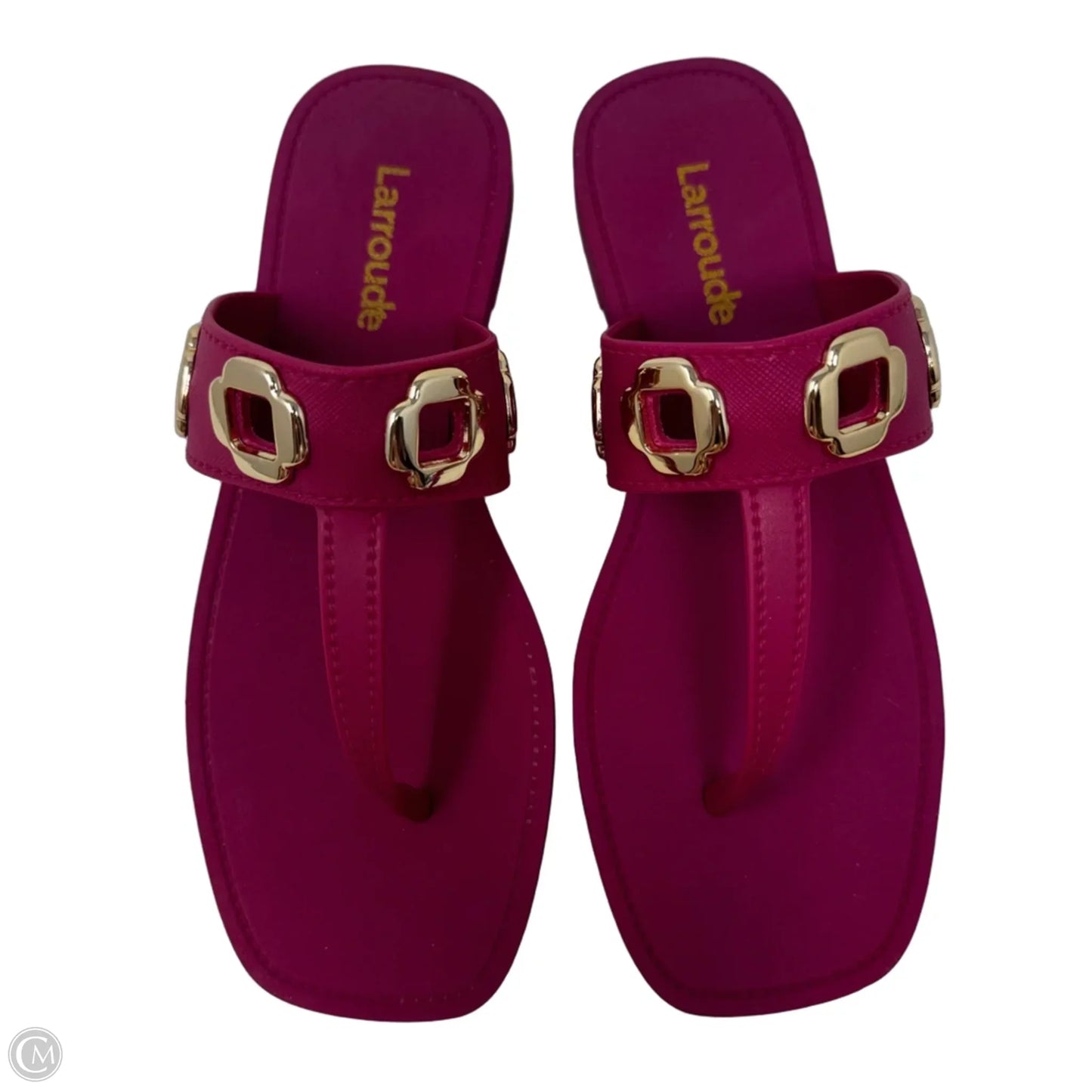Milan Grommet Jelly Thong Sandals Flats By Larroudé In Pink, Size: 6.5