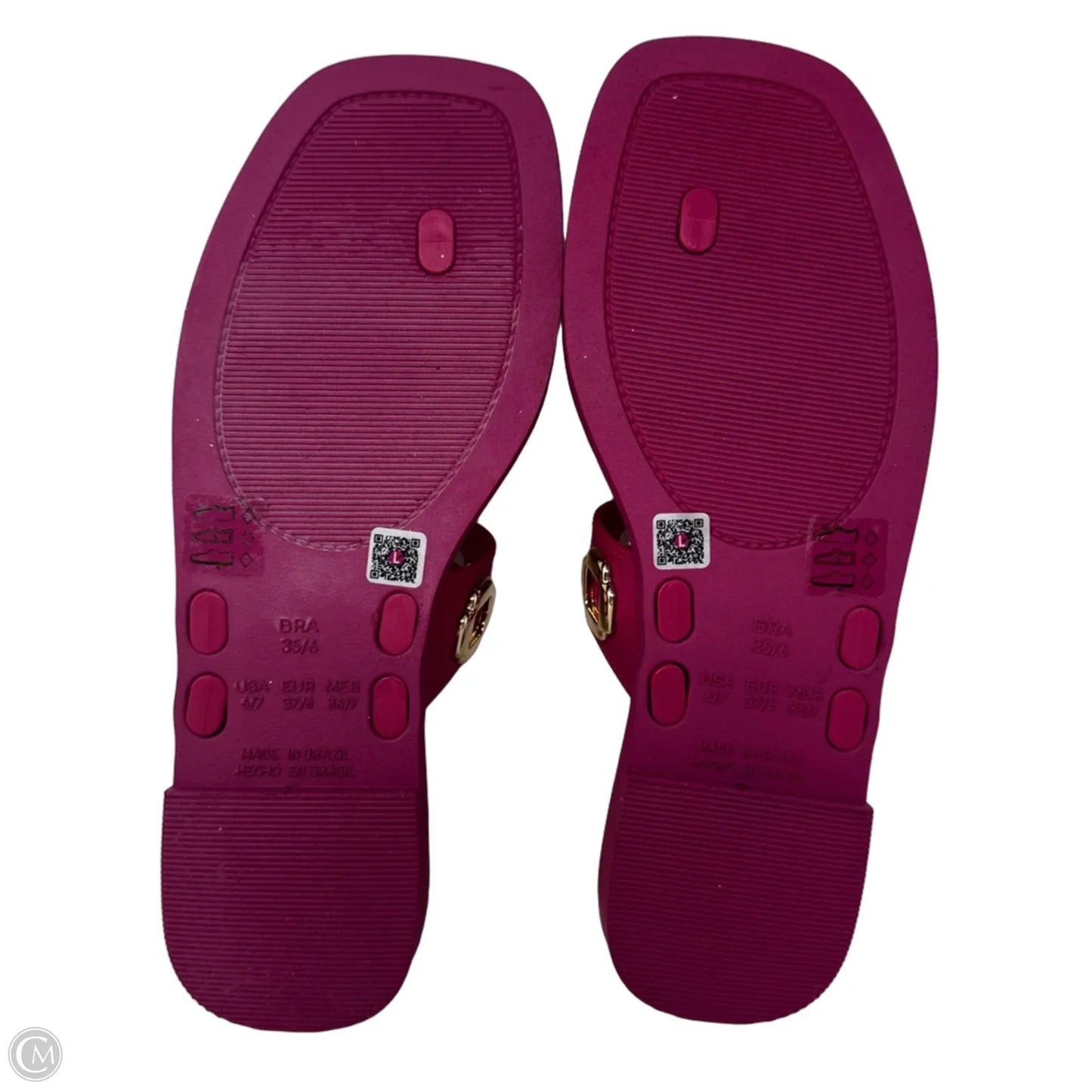 Milan Grommet Jelly Thong Sandals Flats By Larroudé In Pink, Size: 6.5