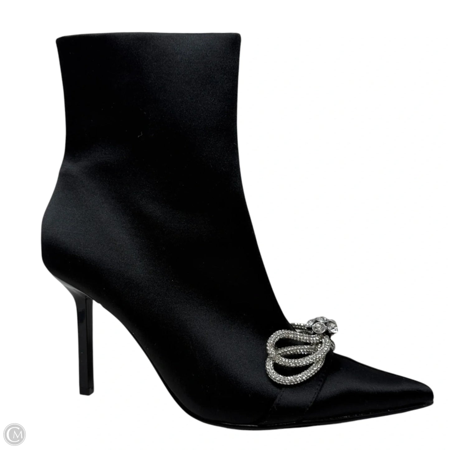 The Elegant Satin Embellished Ankle Booties By Steve Madden In Black, Size: 9