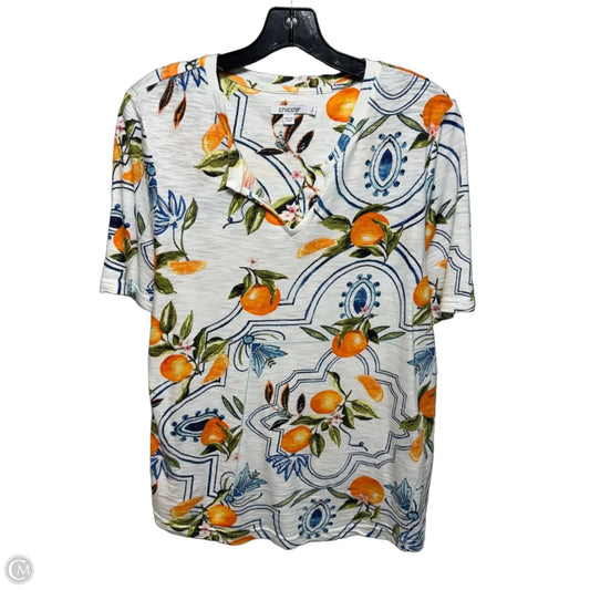 Top Short Sleeve By Chicos In Multi-colored, Size: L