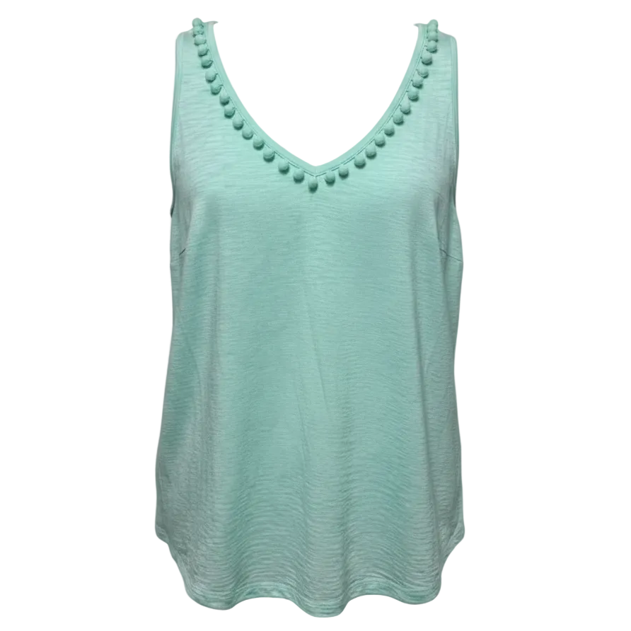 Gigi Pom Pom Sleeveless Top Designer By Lilly Pulitzer In Aqua, Size: L