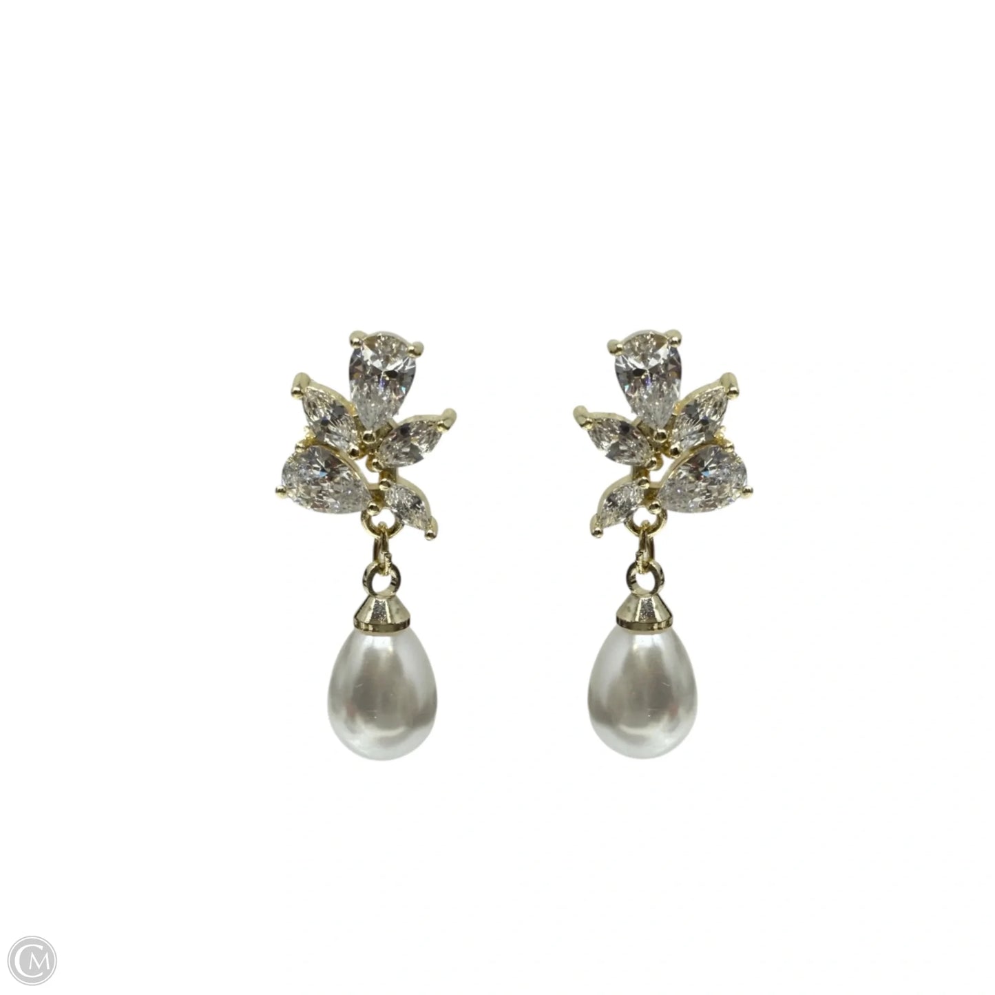 Faux Pearl & Crystal Teardrop Earrings